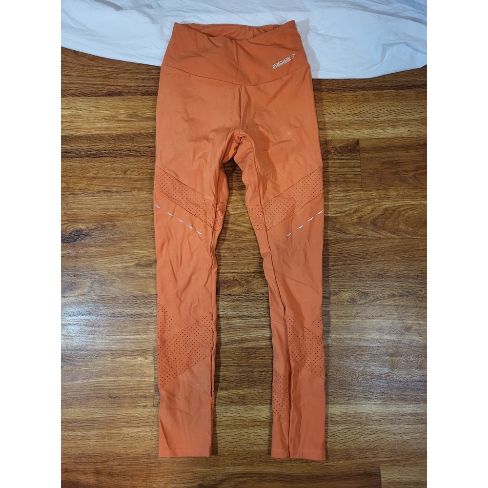GYMSHARK Women's Leggings DRY High Rise Perforated Burnt Orange Seamless XS